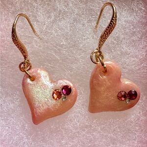 💖Heart-Shaped Pink and Gold Earrings